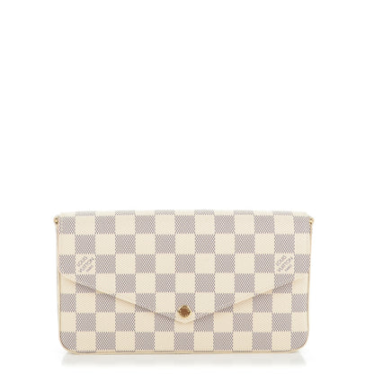 Louis Vuitton Damier Azur Pochette Felicie Chain Wallet Rose Ballerine 1 of 10