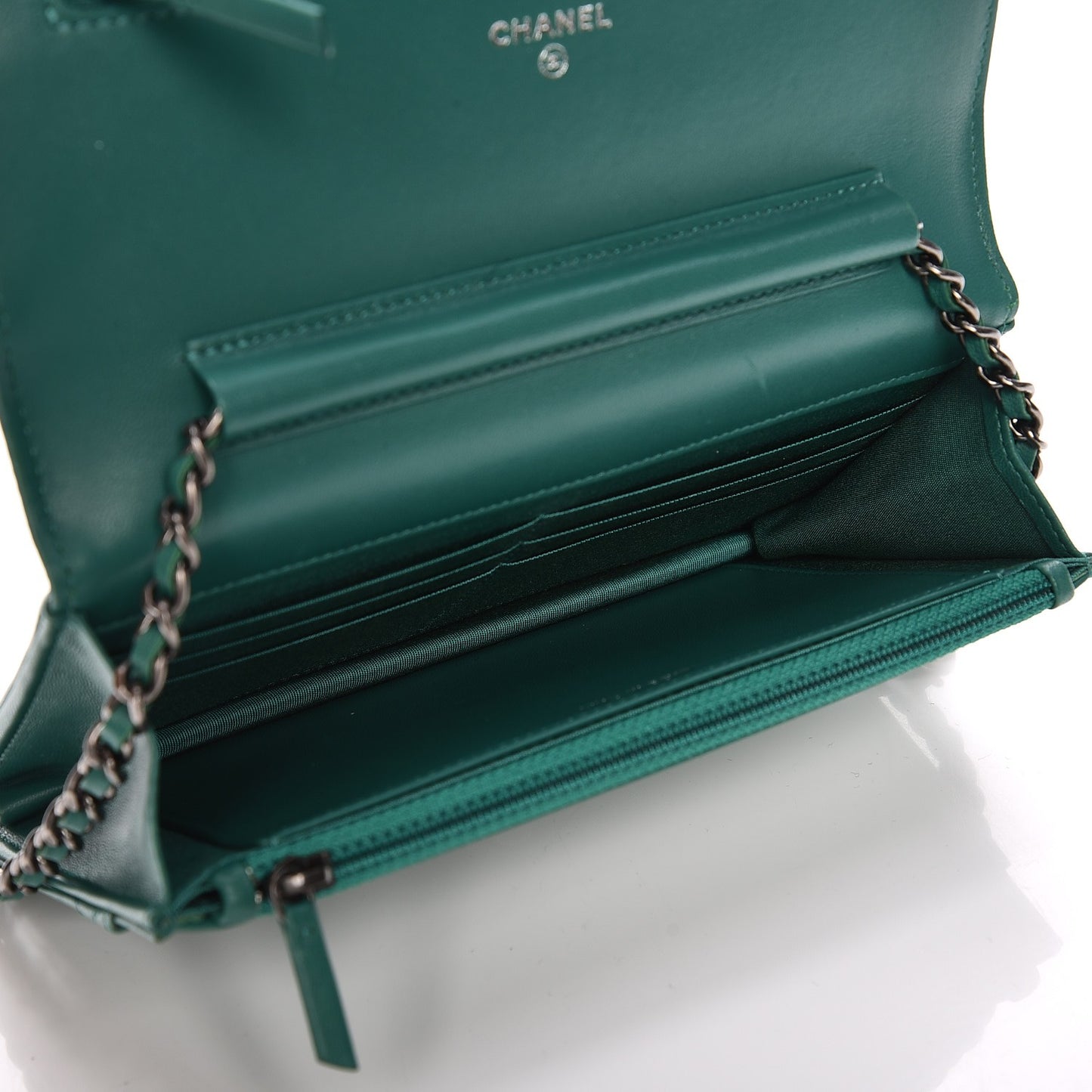 Lambskin Quilted Boy Wallet On Chain WOC Green