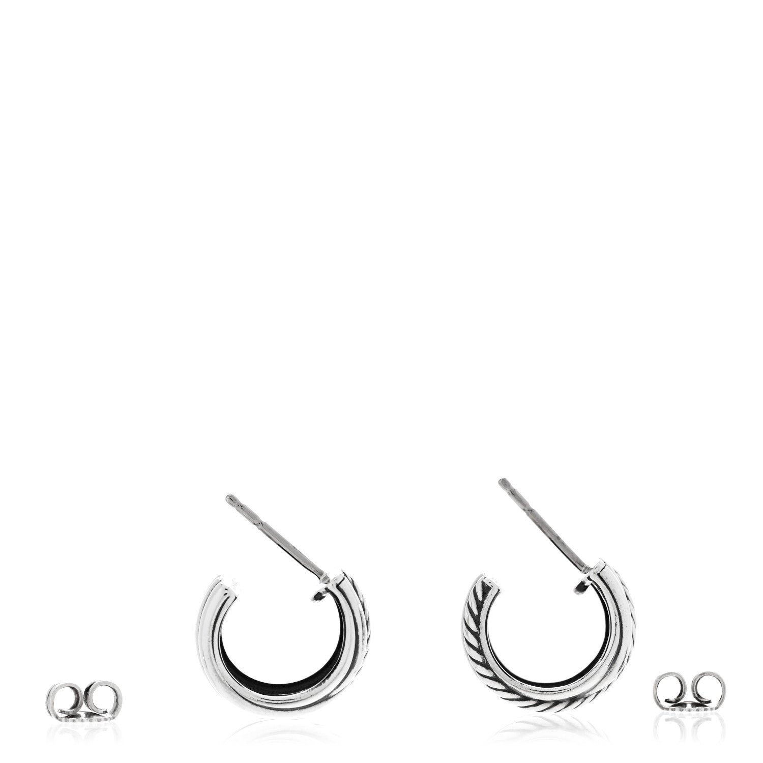 David Yurman Sterling Silver Crossover Huggie Earrings 3 of 4