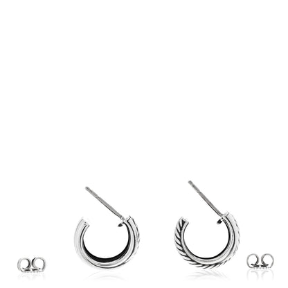 David Yurman Sterling Silver Crossover Huggie Earrings 3 of 4