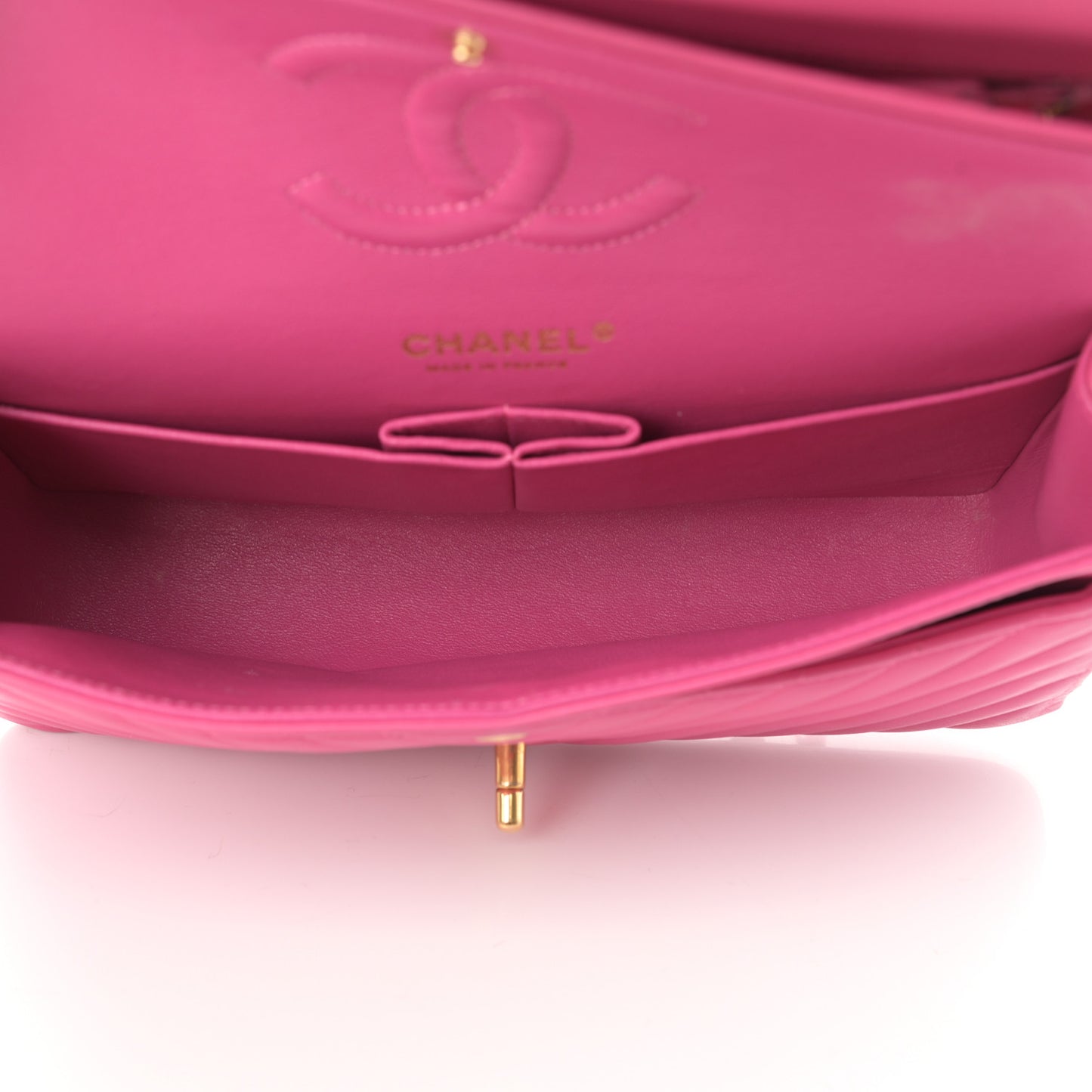 Lambskin Chevron Quilted Medium Double Flap Pink