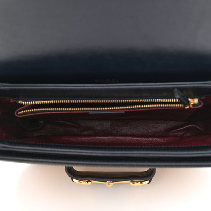 Gucci Vintage Rice Canvas Plutone Calfskin Horsebit 1955 Shoulder Bag Beige Black 5 of 9