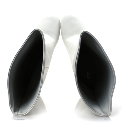 Miu Miu Calfskin Knee High Heel Boot 38 White 2 of 9