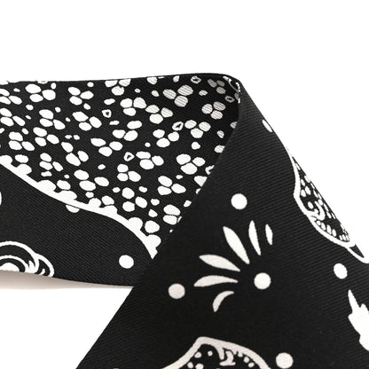 Hermes Silk Les Leopards Twilly Black White 5 of 5