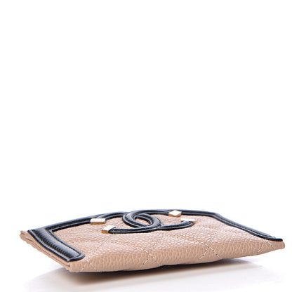 Chanel Caviar Quilted Filigree Card Holder Beige Black 4 of 9