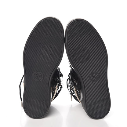 Gucci Calfskin Mens Horsebit High Top Spur Sneakers 7.5 Black 5 of 10