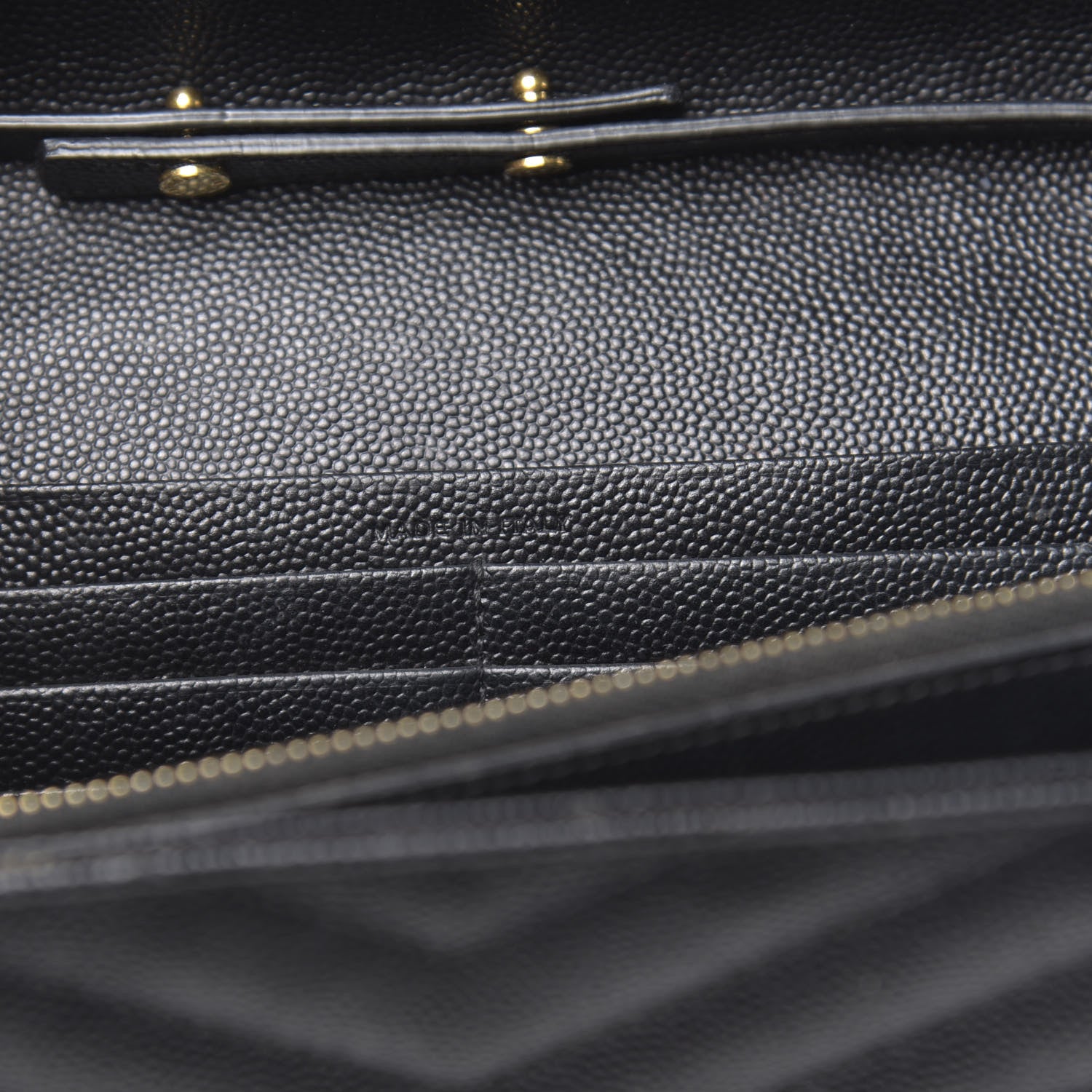 Saint Laurent Grain De Poudre Matelasse Chevron Monogram Chain Wallet Black 7 of 14