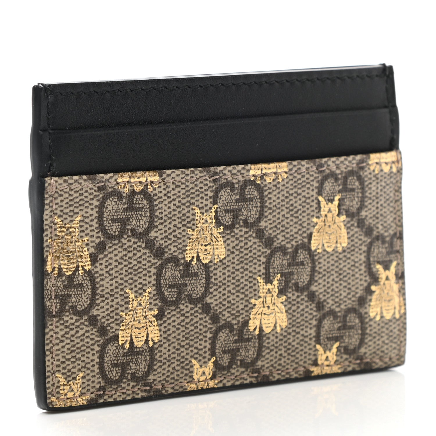 Gucci GG Supreme Monogram Bees Card Holder Black 3 of 7