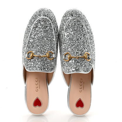 Gucci Glitter Womens Princetown Slippers 36 Silver 2 of 10