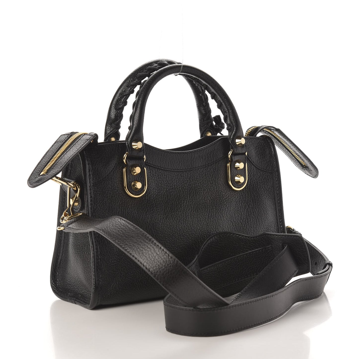 Chevre Gold Metallic Edge Hardware Mini City Black