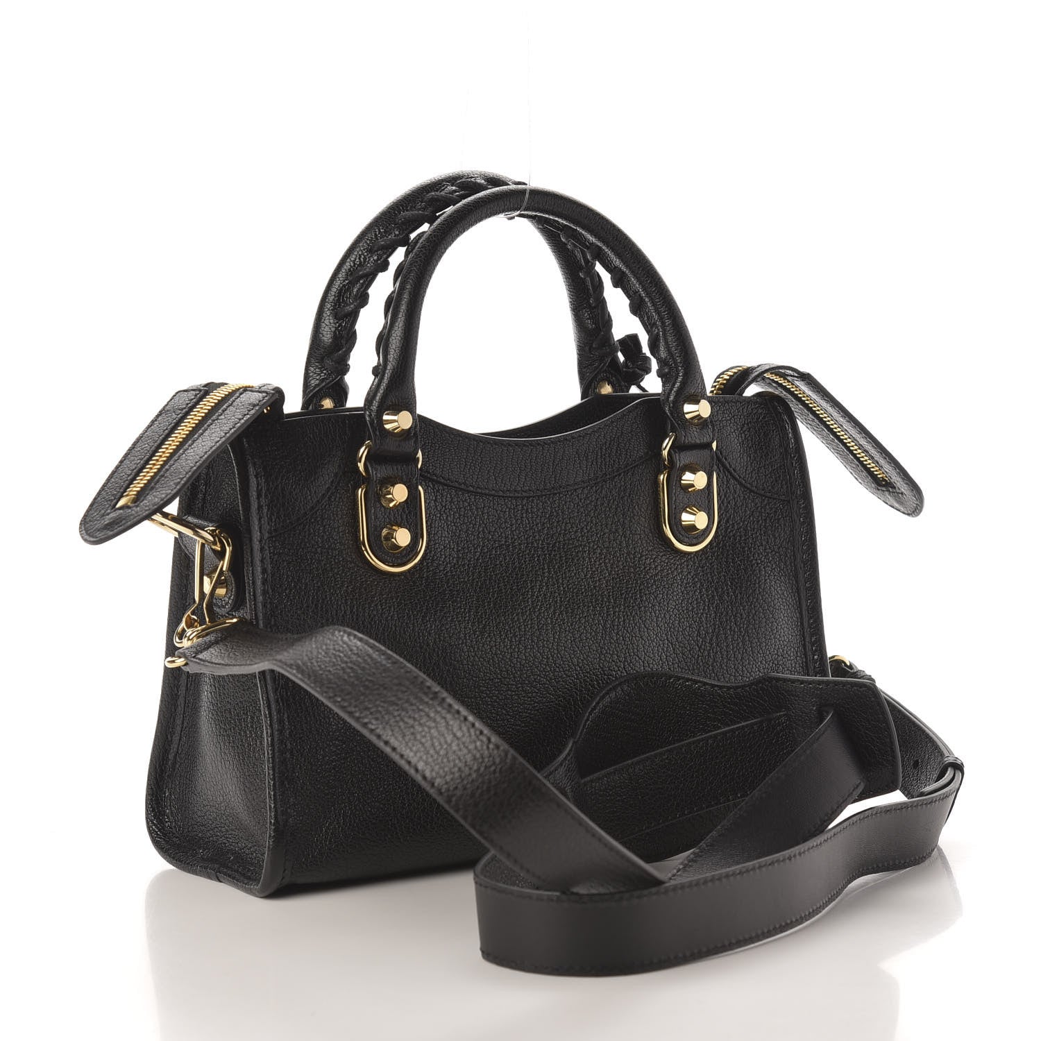 Balenciaga Chevre Gold Metallic Edge Hardware Mini City Black 4 of 12