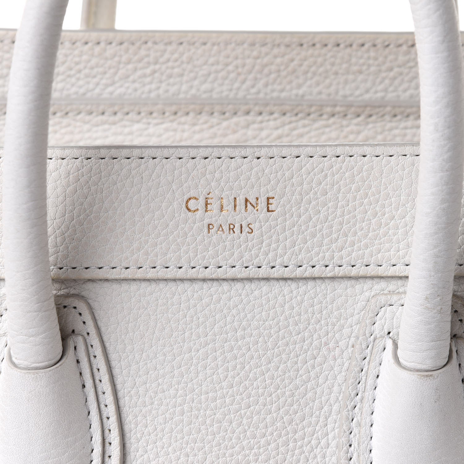 Celine Drummed Calfskin Nano Luggage White 8 of 10