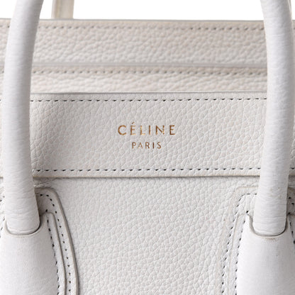 Celine Drummed Calfskin Nano Luggage White 8 of 10
