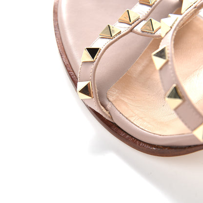 Valentino Garavani Calfskin Rockstud 90mm Caged Slide Sandals 38.5 Poudre 9 of 10
