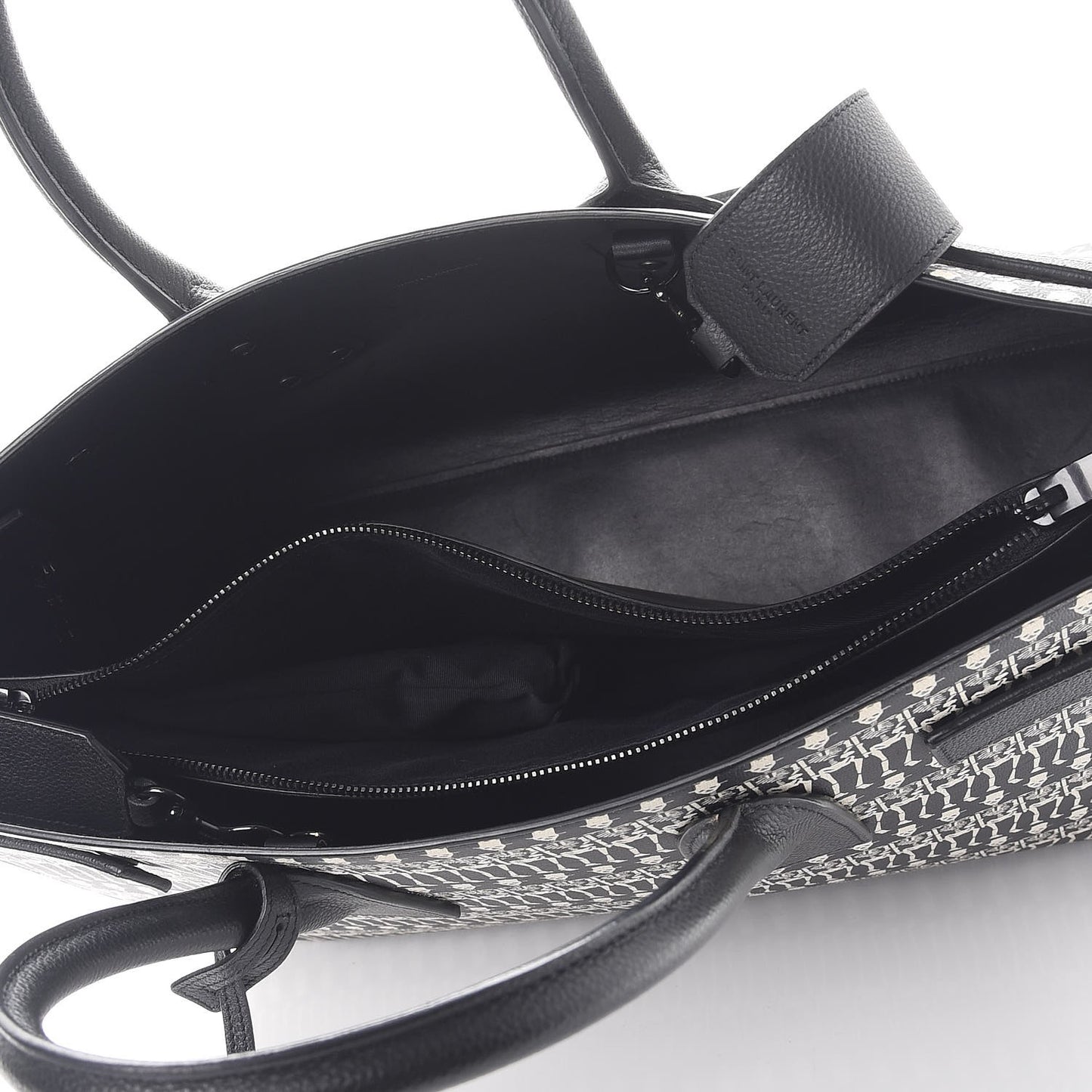 Calfskin Skeleton Print Large Sac De Jour Black