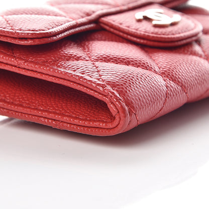 Chanel Caviar Quilted Flap Card Holder Dark Red 5 of 10