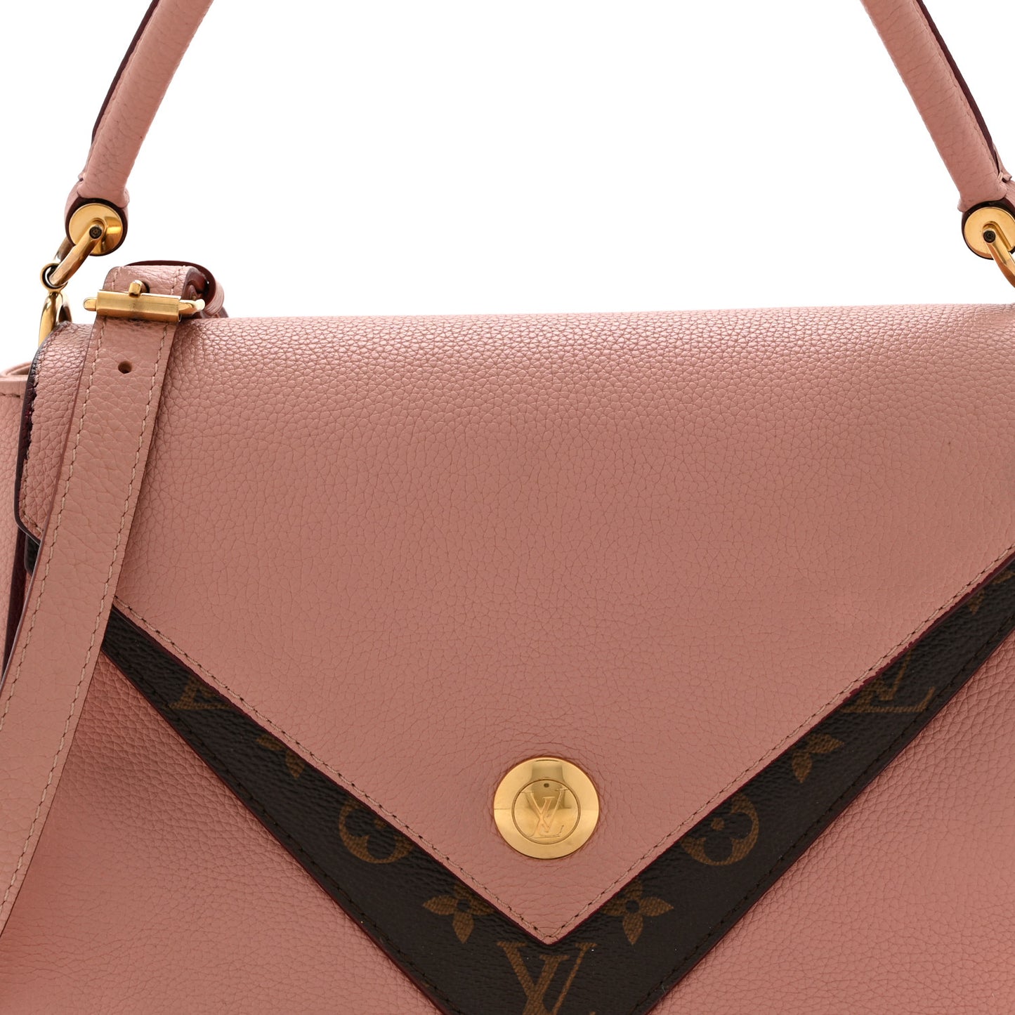 Grained Calfskin Monogram Double V Rose Poudre
