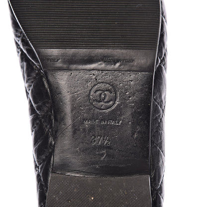 Chanel Aged Calfskin Quilted CC Cap Toe Ballerina Flats 37.5 Black 9 of 13