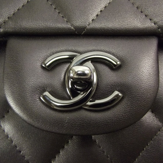 Lambskin Quilted Jumbo Flap Dark Metallic Grey 09A