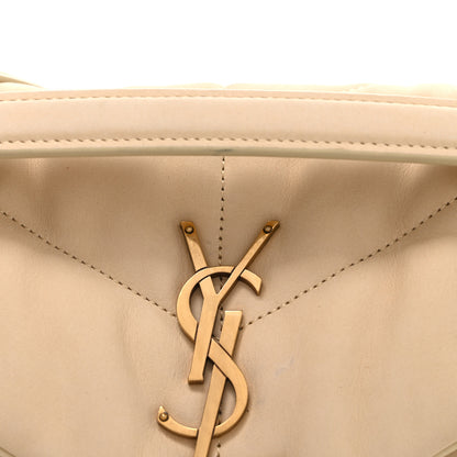 Saint Laurent Nubuck Suede Quilted Small Loulou Puffer Monogram Chain Satchel Beige 8 of 11