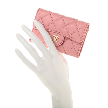 Chanel Caviar Quilted Flap Card Holder Wallet Light Pink 2 of 10