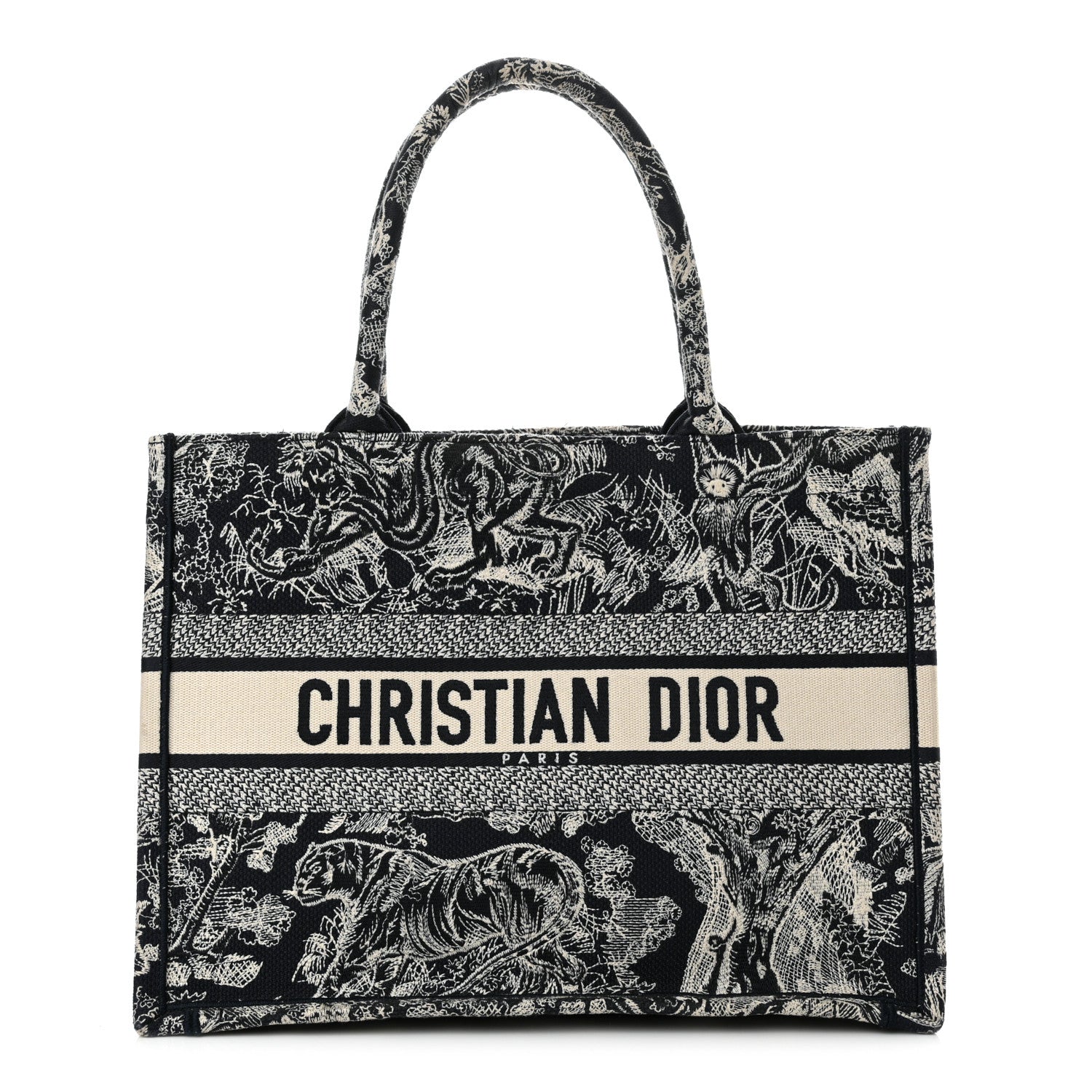 Christian Dior Canvas Embroidered Medium Dioriviera Toile De Jouy Reverse Book Tote Blue 1 of 14