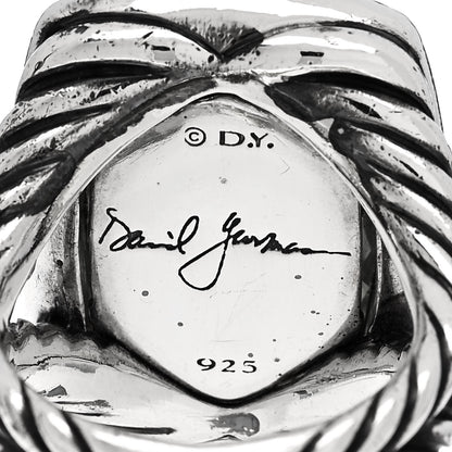David Yurman Sterling Silver Diamond Prasiolite 20mm Albion Ring 52 6 5 of 8