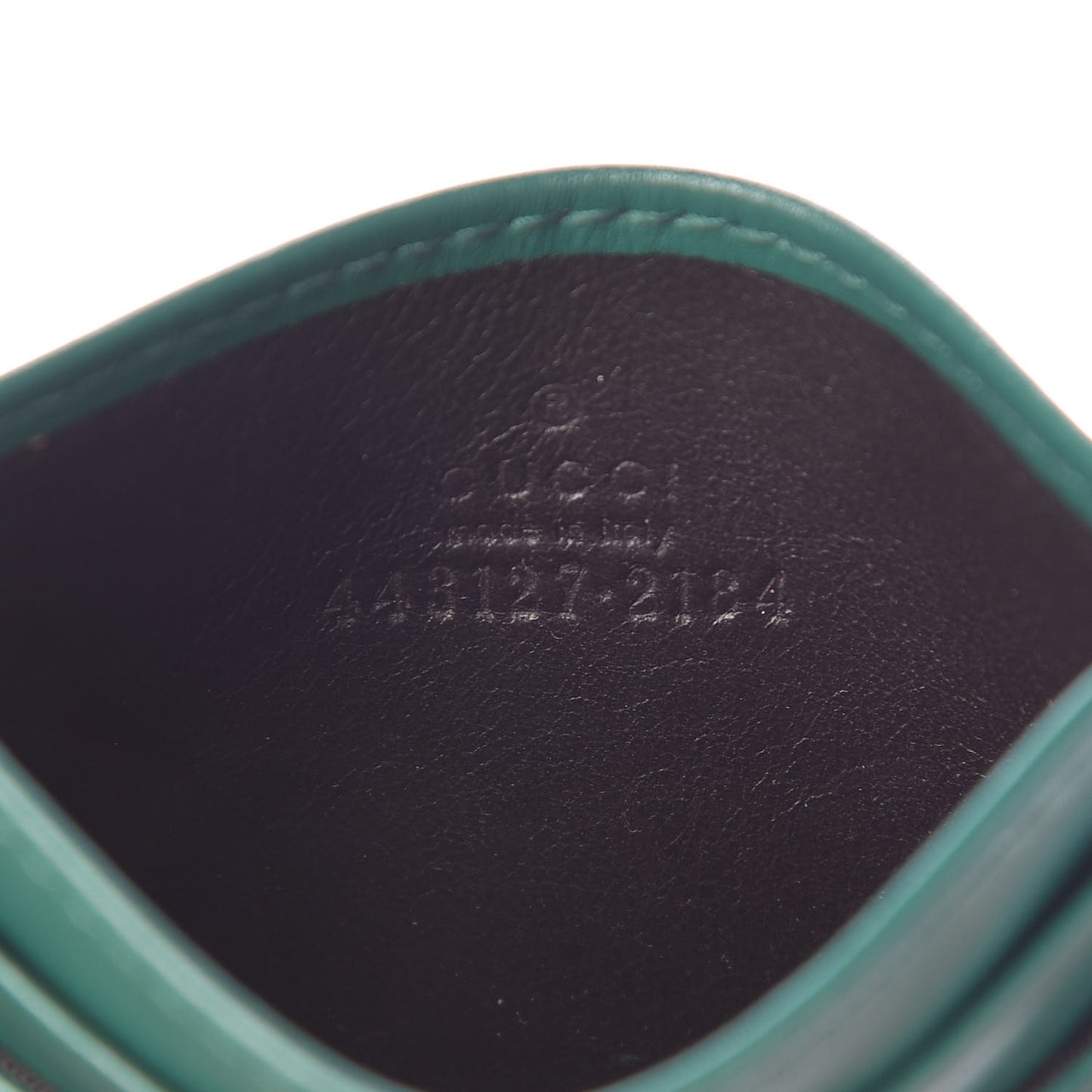 Calfskin Matelasse GG Marmont Card Holder Emerald Green