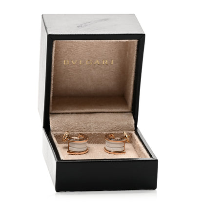Bulgari 18K Rose Gold White Ceramic B.Zero1 Hoop Earrings 5 of 5