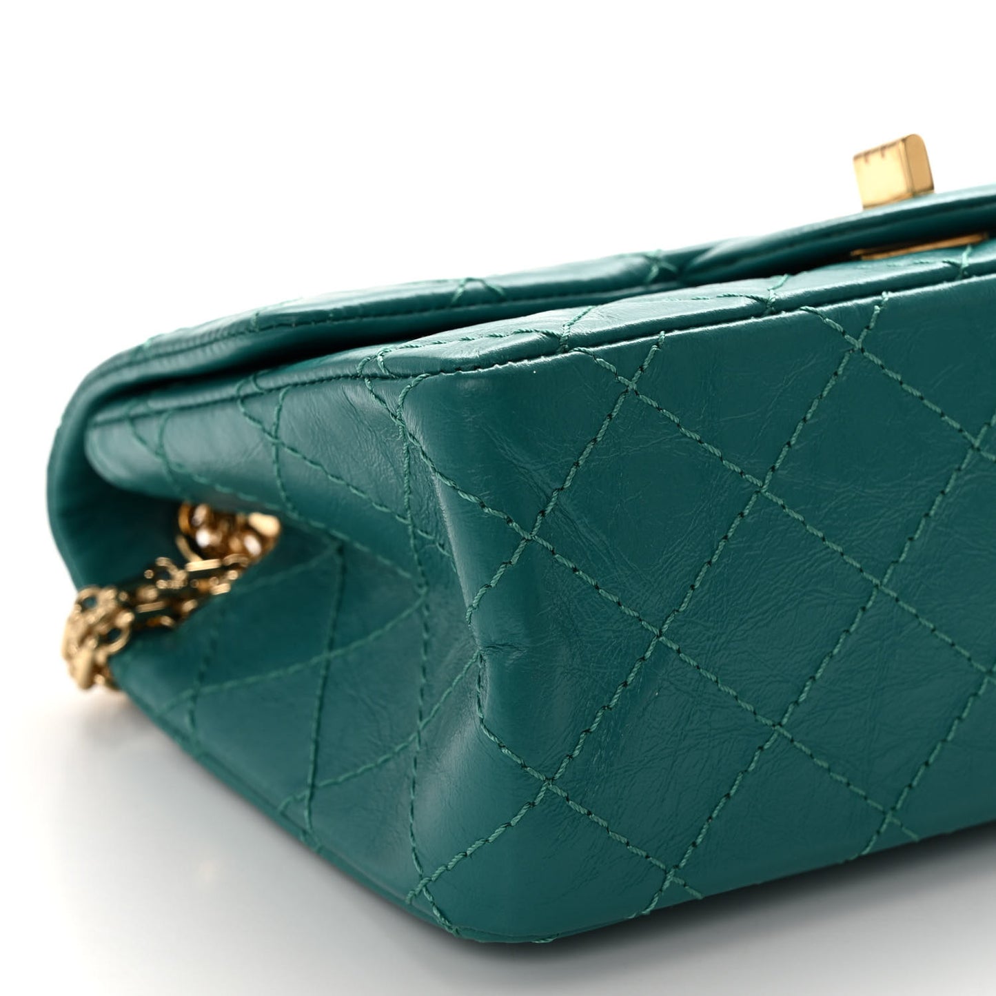 Aged Calfskin Quilted 2.55 Reissue Mini Flap Green