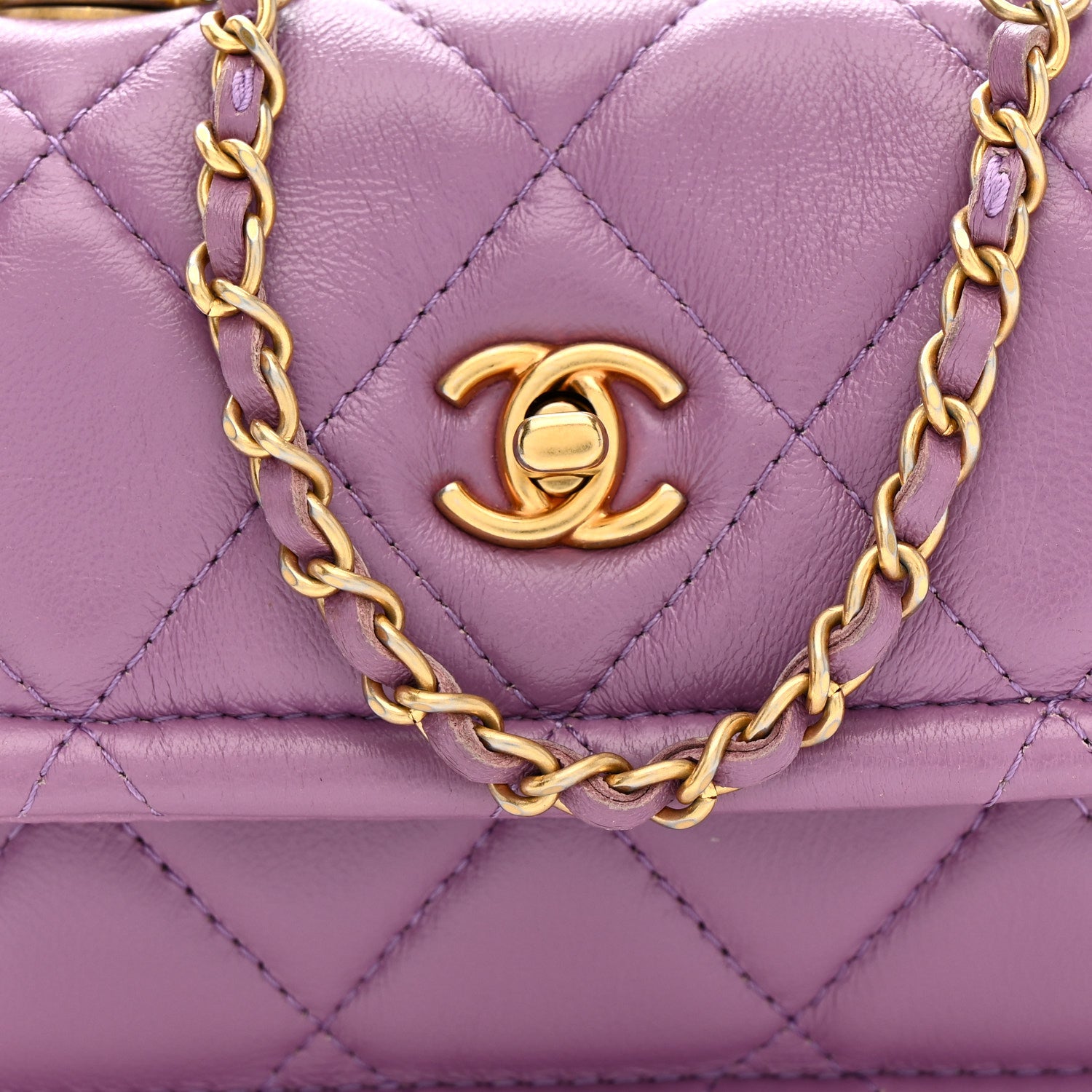 Chanel Shiny Lambskin Quilted Extra Mini Flap Purple 8 of 10