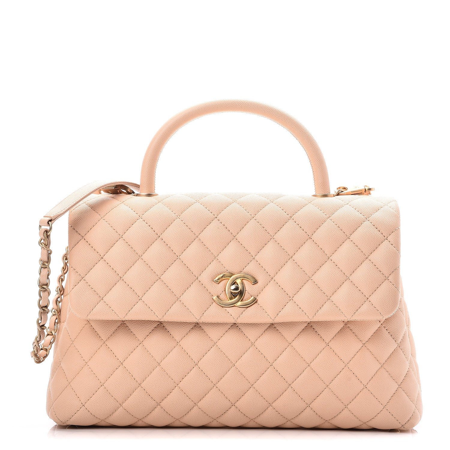 Chanel Caviar Quilted Medium Coco Handle Flap Light Beige 1 of 9