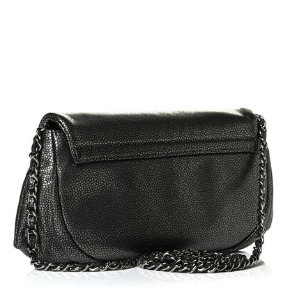 Chanel Metallic Caviar Half Moon Wallet On Chain WOC Dark Silver 2 of 5