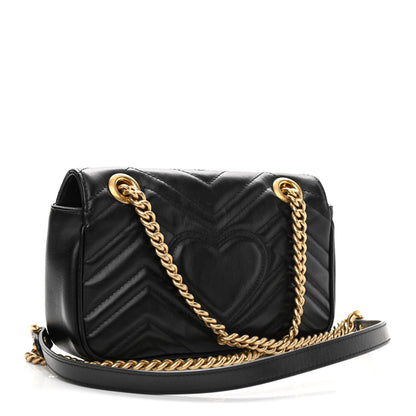 Gucci Calfskin Matelasse Mini GG Marmont Shoulder Bag Black 3 of 12