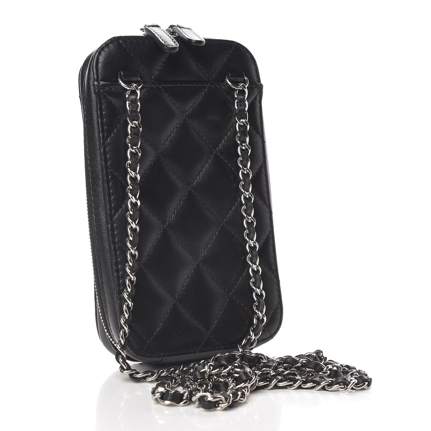 Chanel Lambskin Quilted Zip Phone Case Black 3 of 10