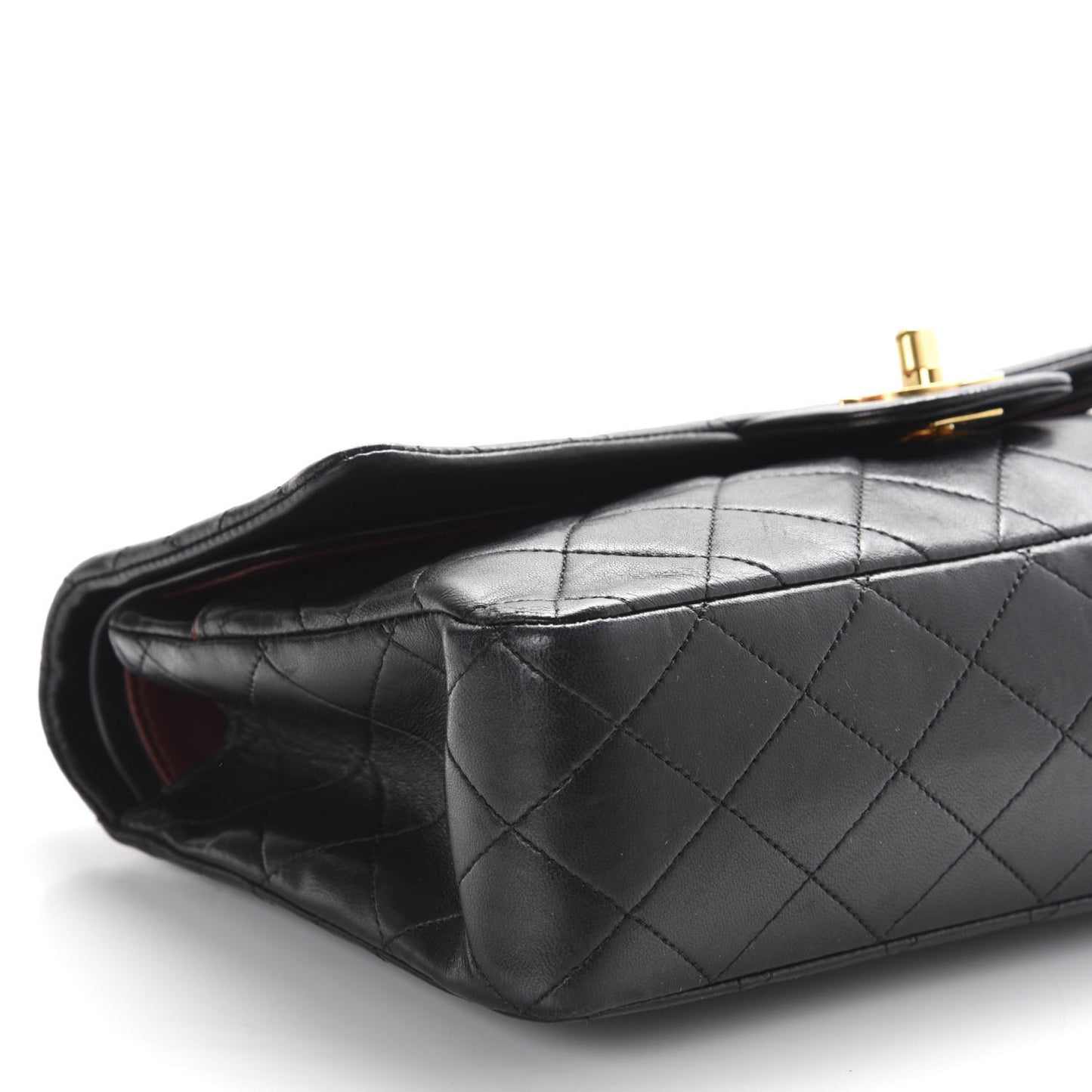 Lambskin Quilted Medium Double Flap Black