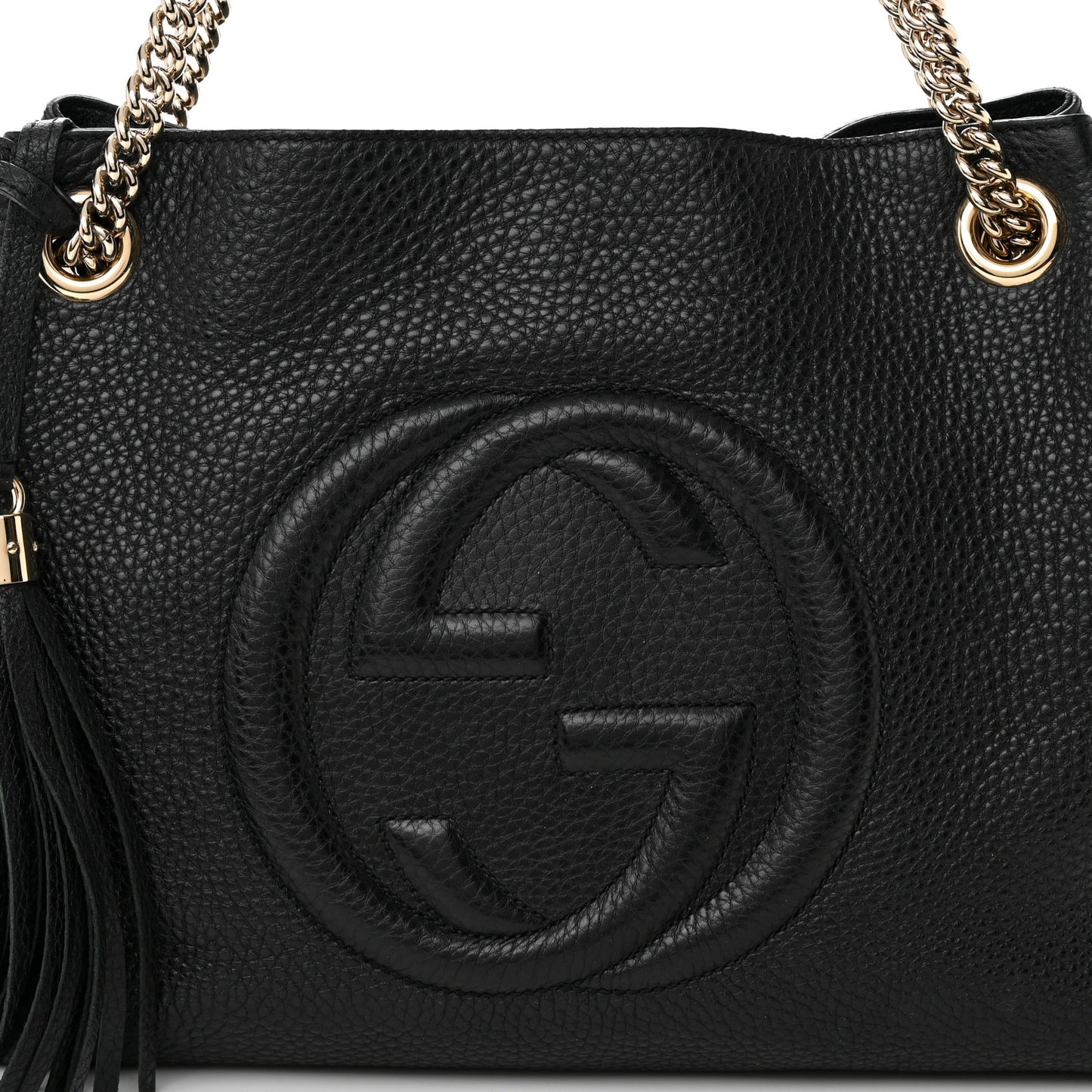 Pebbled Calfskin Medium Soho Chain Shoulder Bag Black
