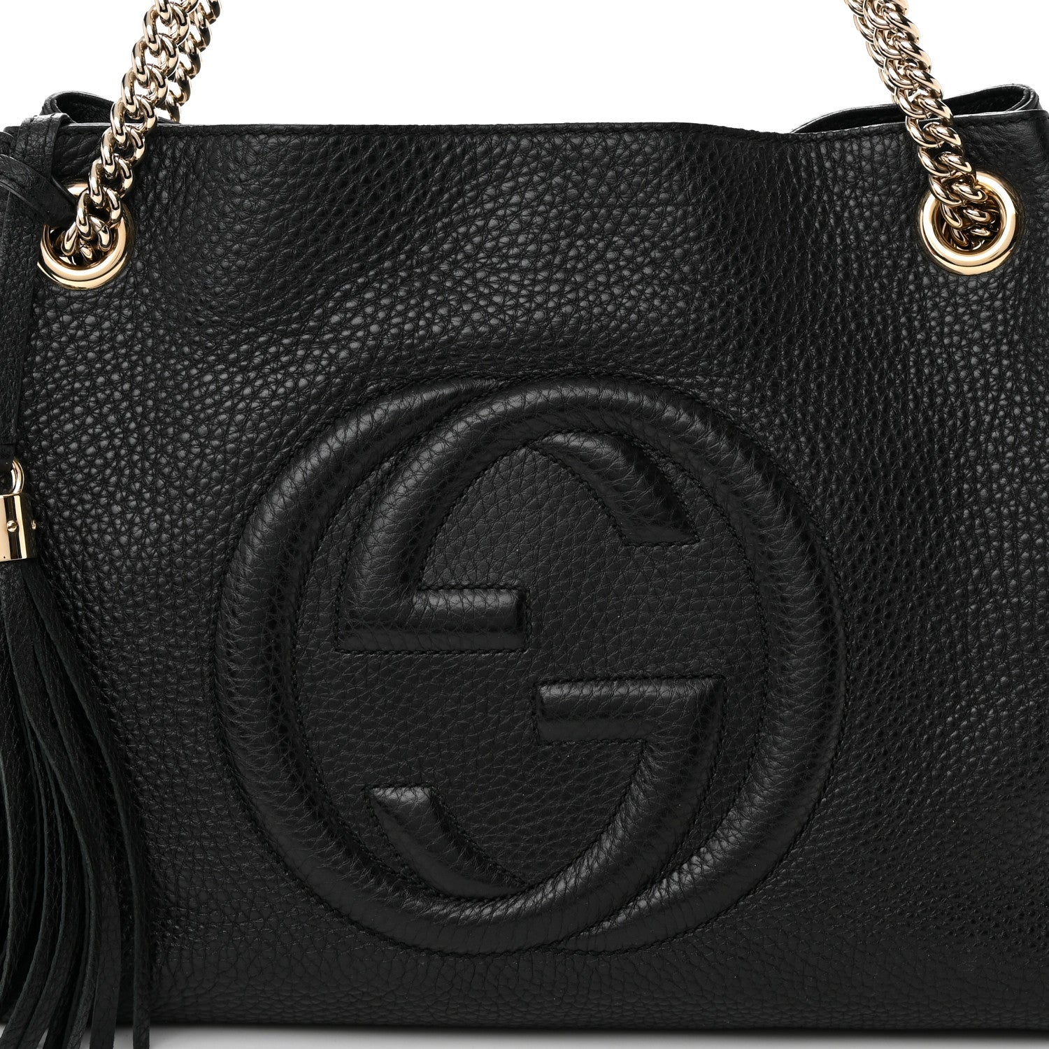 Gucci Pebbled Calfskin Medium Soho Chain Shoulder Bag Black 8 of 17