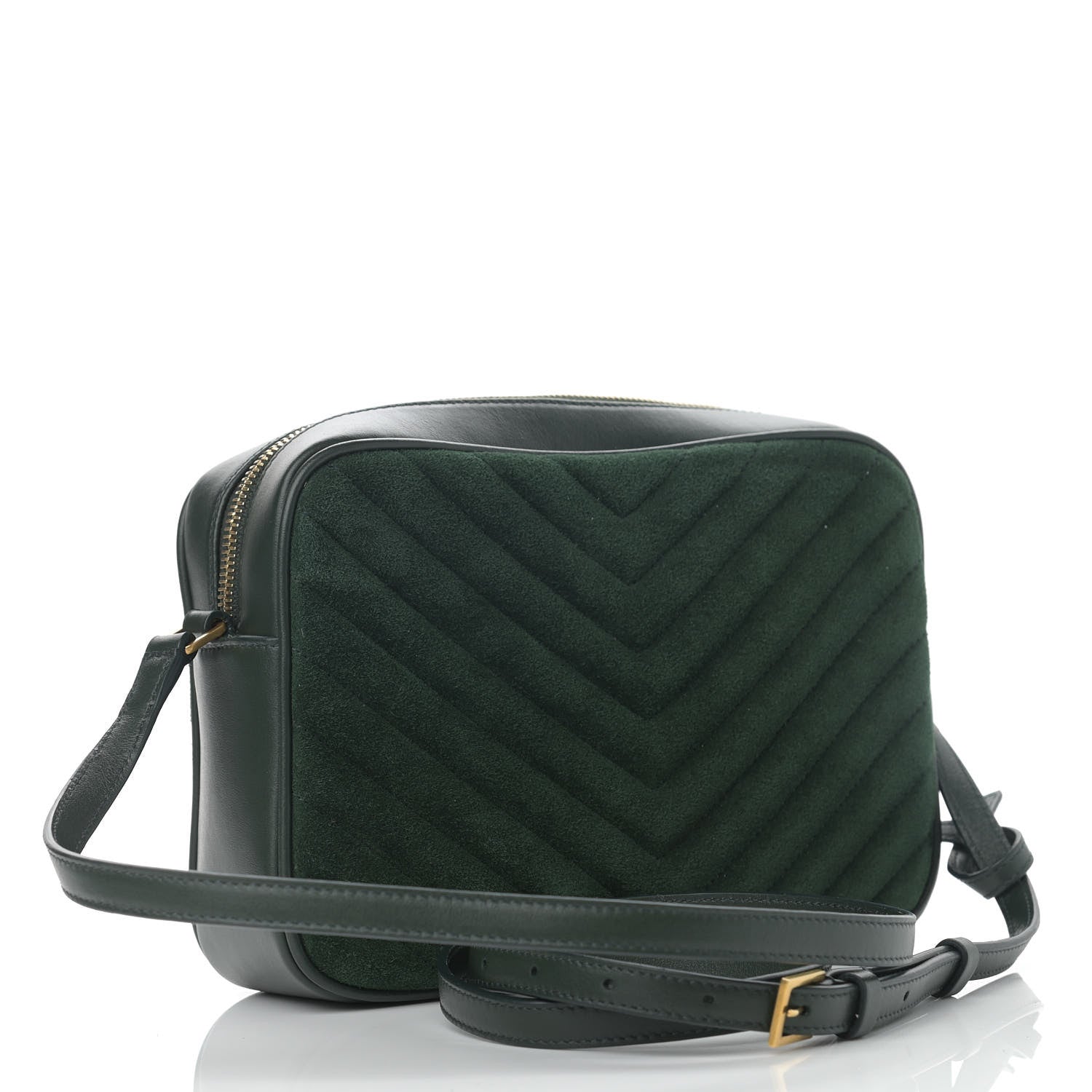 Saint Laurent Suede Calfskin Monogram Lou Camera Bag Vert Fonce 3 of 10
