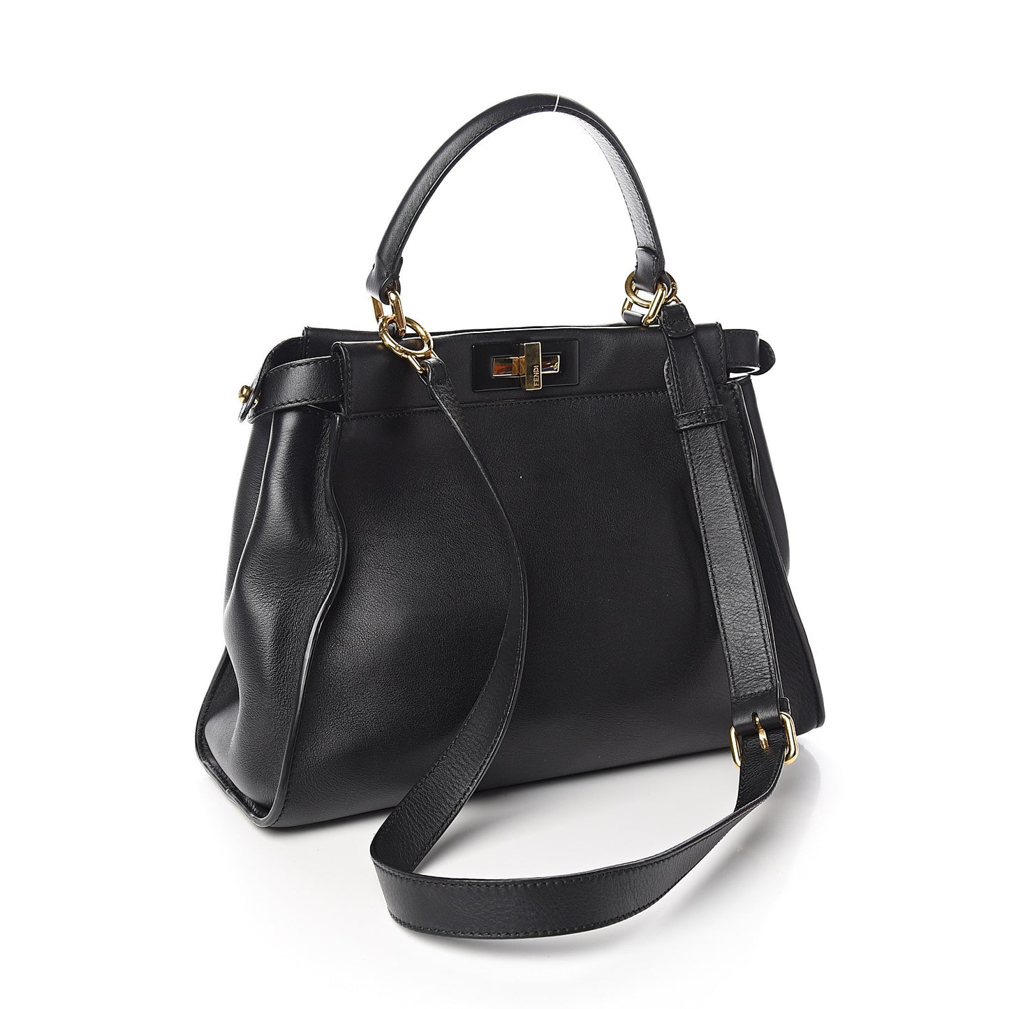 Vitello Seta Shiny Nappa Medium Peekaboo Iconic Satchel Black