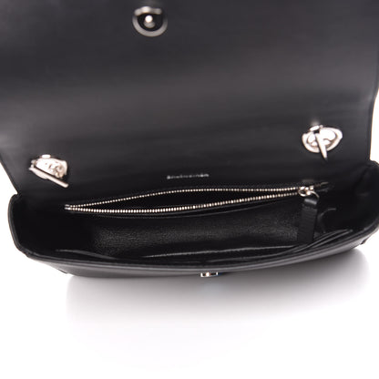 Balenciaga Pebbled Calfskin Logo Everyday Flap Chain Wallet Black 7 of 10