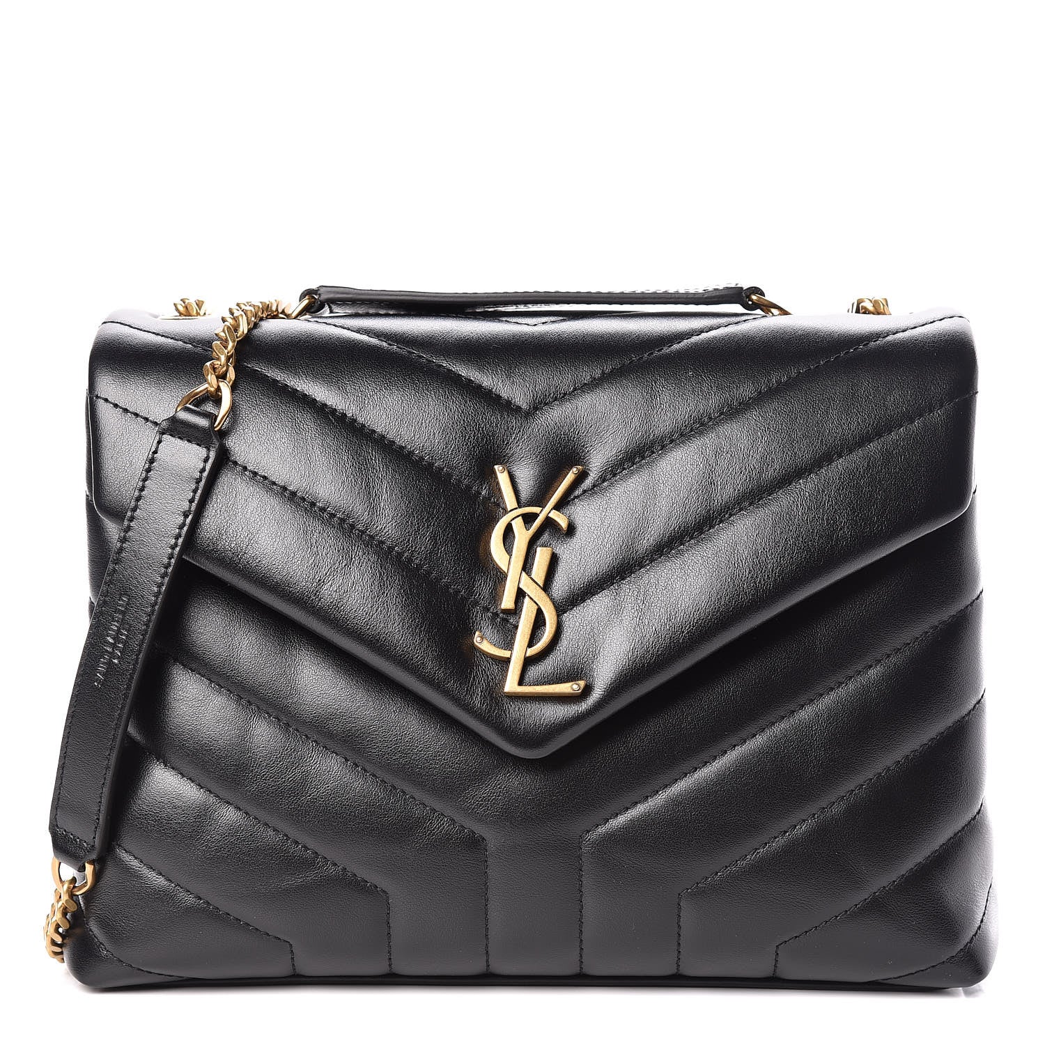 Saint Laurent Calfskin Y Quilted Monogram Small Loulou Chain Satchel Black 1 of 10