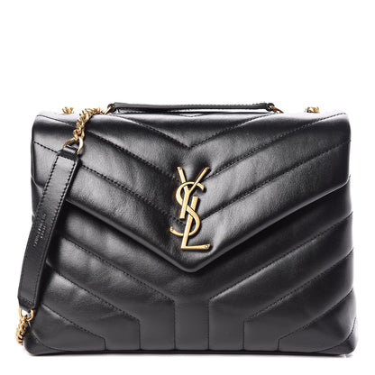 Saint Laurent Calfskin Y Quilted Monogram Small Loulou Chain Satchel Black 1 of 10