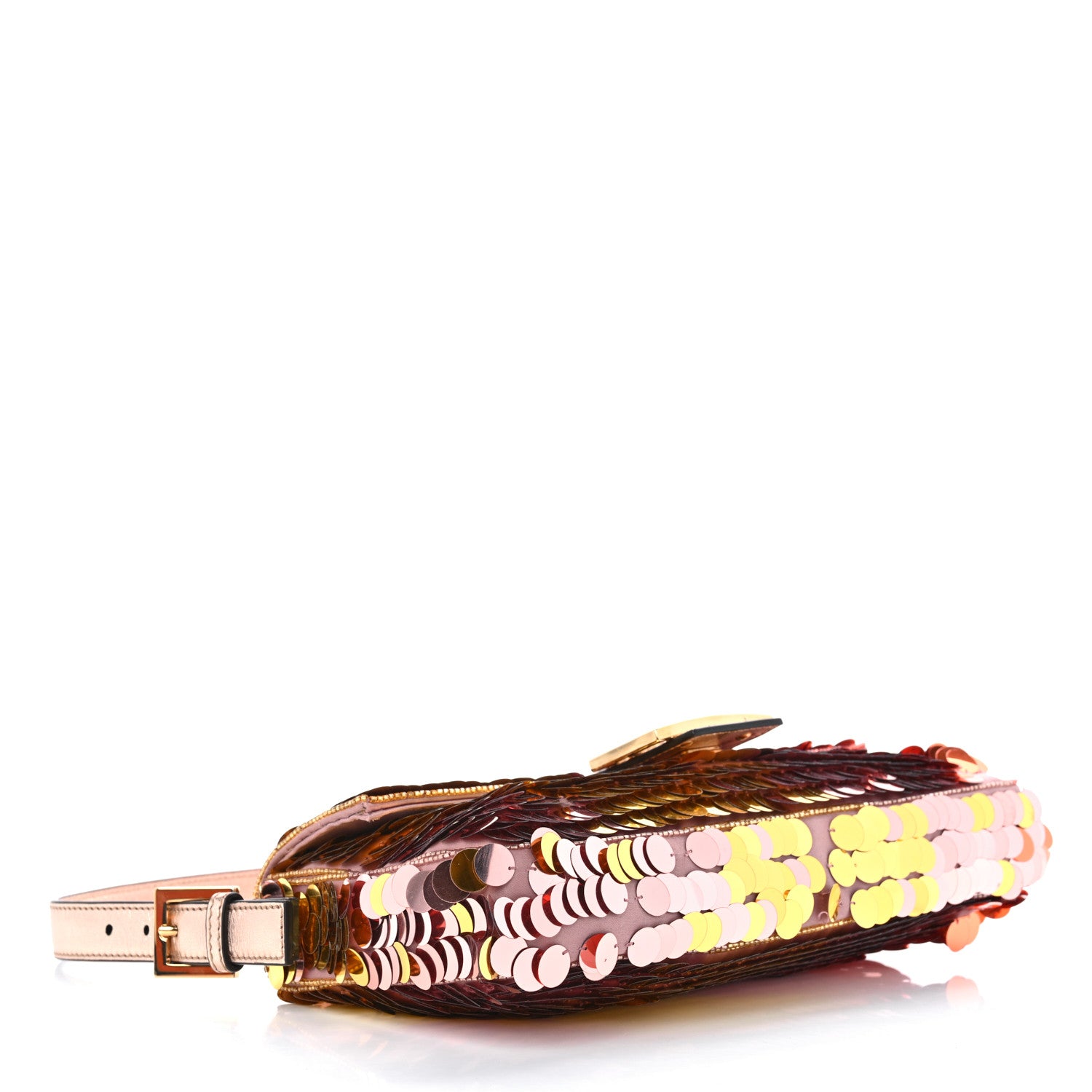 Fendi Sequin Paillettes Vitello Laminato Striped Baguette 1997 Multicolor 4 of 11