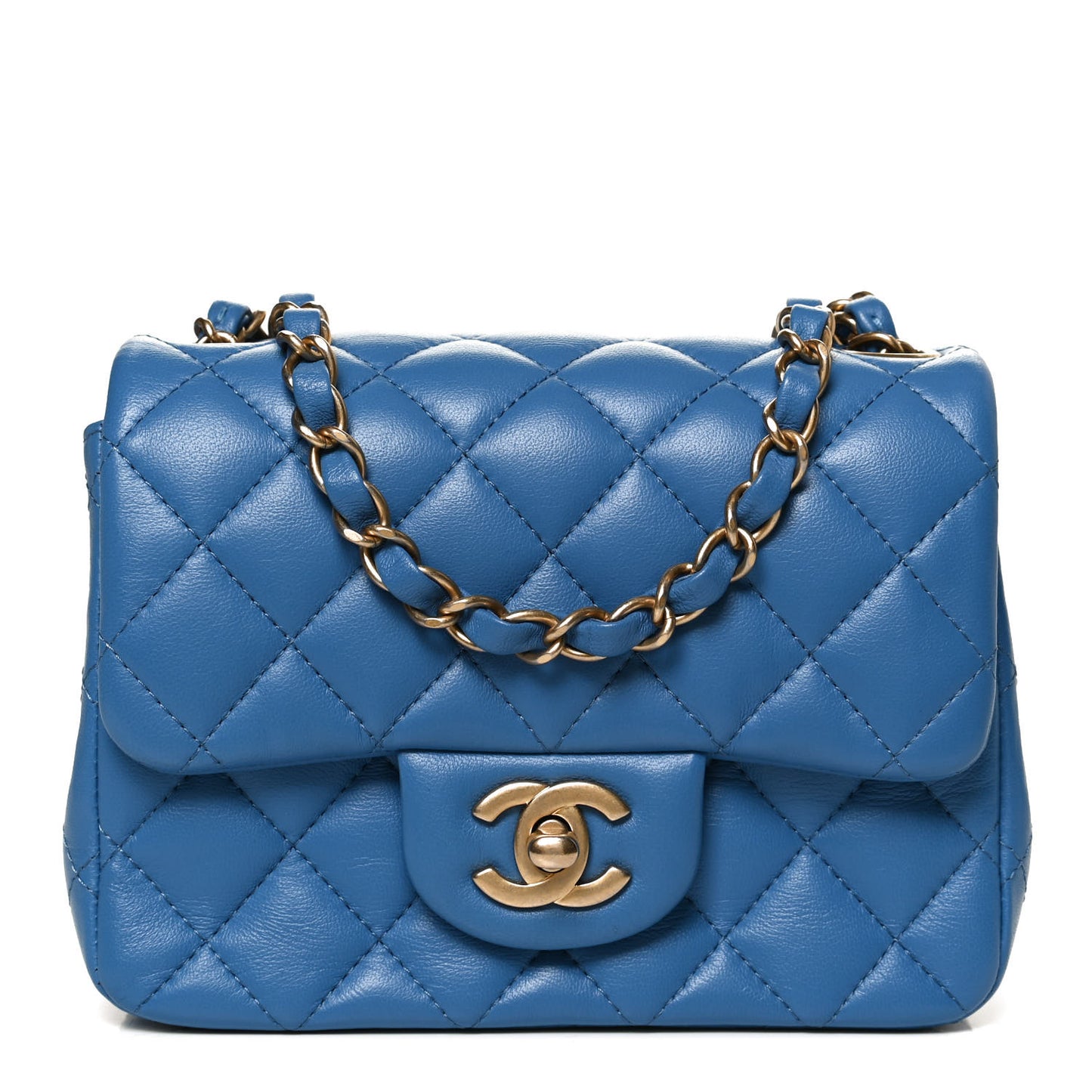 Lambskin Quilted Mini Square Flap Blue