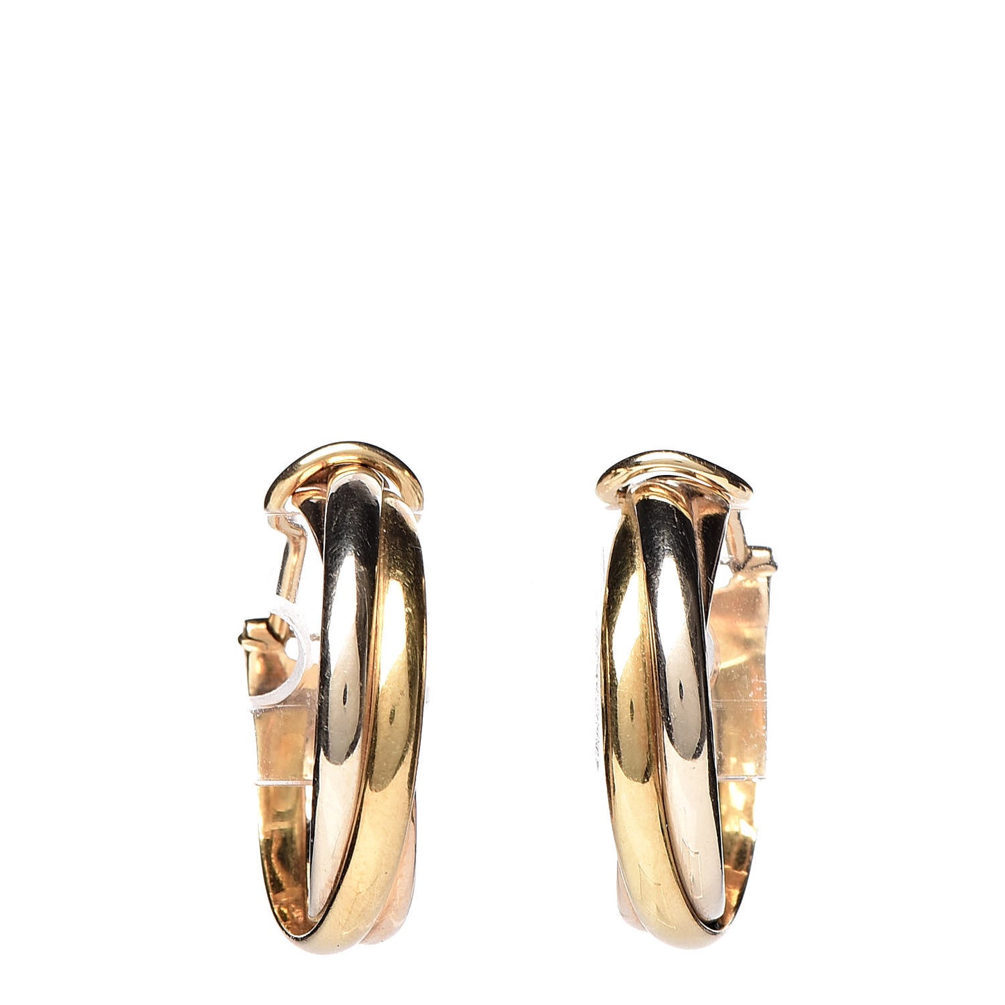 18K Pink Yellow White Gold 5mm Trinity Hoop Clip-On Earrings