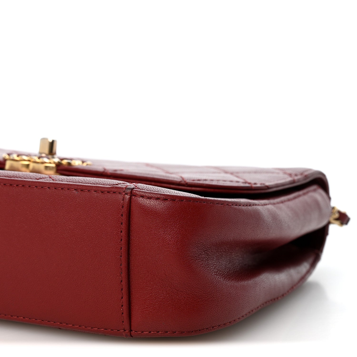 Chanel Lambskin Quilted Chain Infinity Top Handle Flap Burgundy 10 of 14