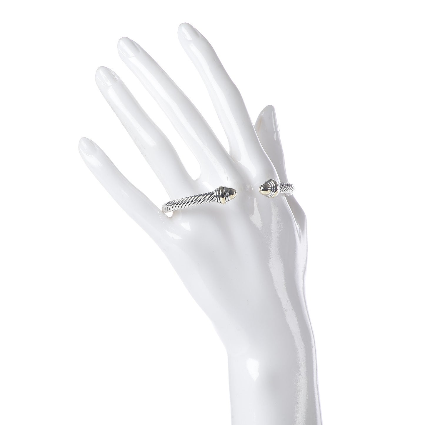 Sterling Silver 14K Yellow Gold 5mm Cable Classics Dome Bracelet