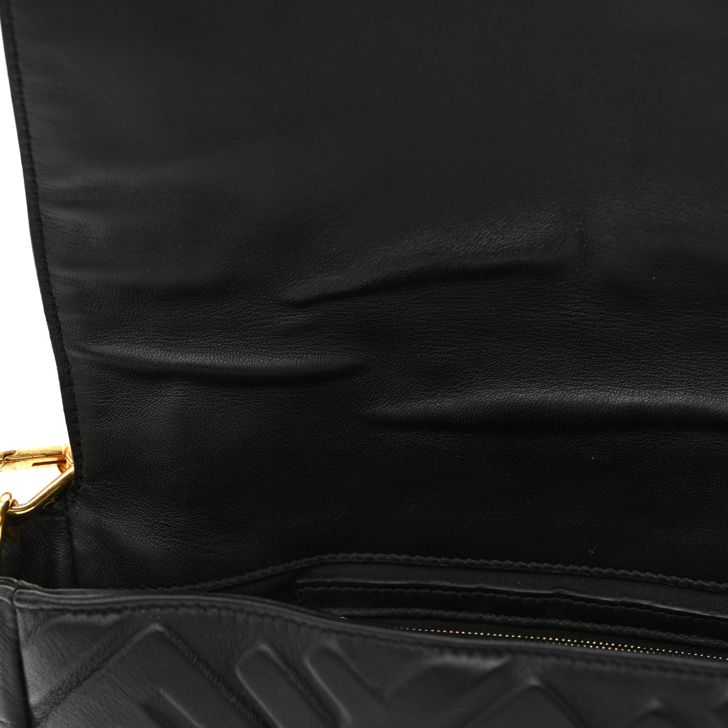 Fendi Nappa FF 1974 Embossed Large Baguette Black 11 of 12