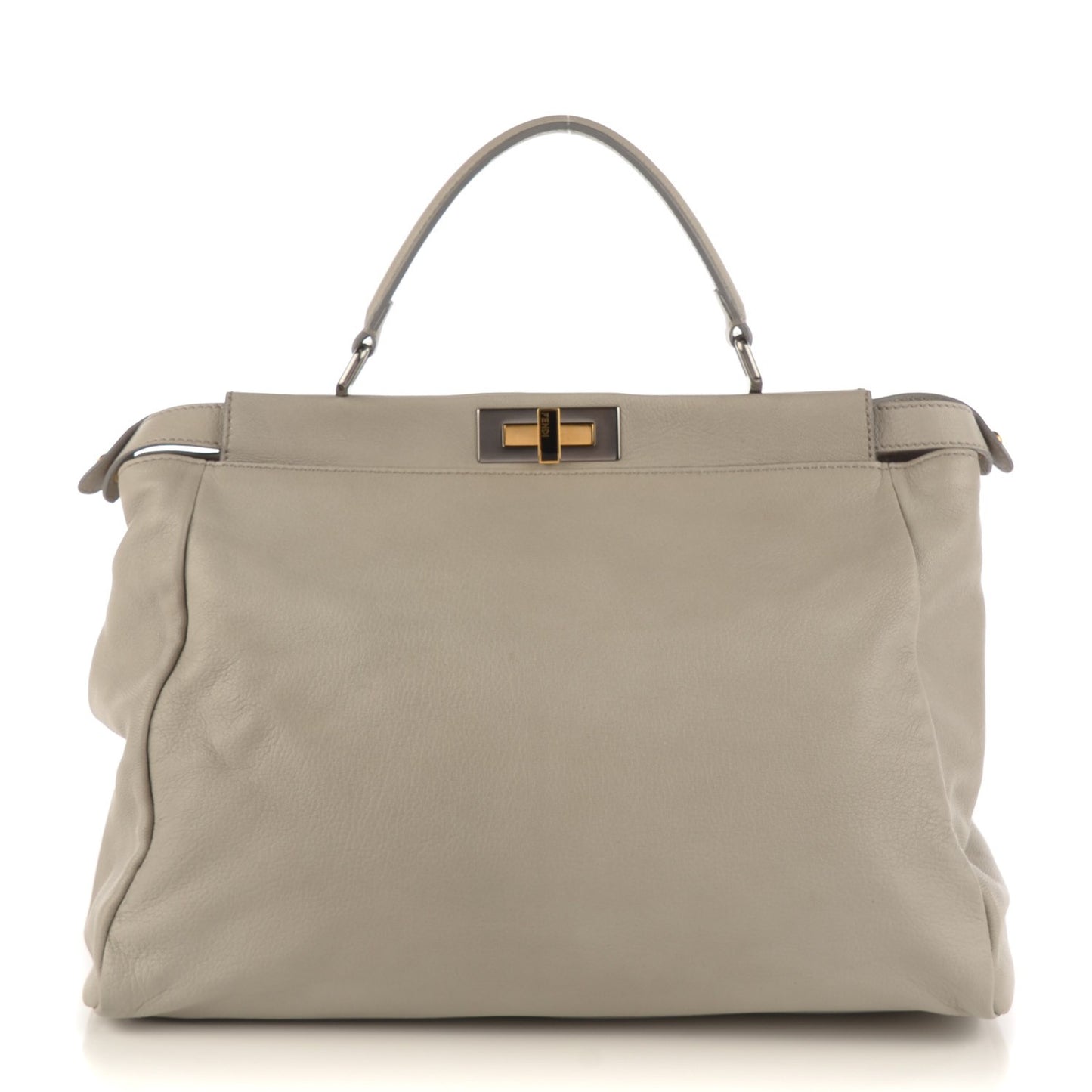 Goatskin Large Peekaboo Iconic Satchel Grigio Black
